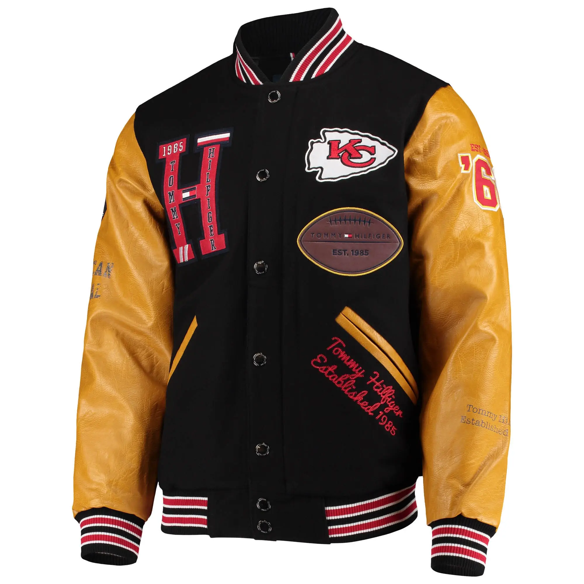 Kansas City Chiefs Heritage Full-Snap Black & Tan Varsity Jacket