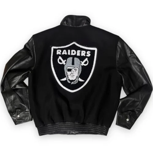 Alternative view of Las Vegas Raiders Jeff Hamilton Wool & Leather Varsity Jacket