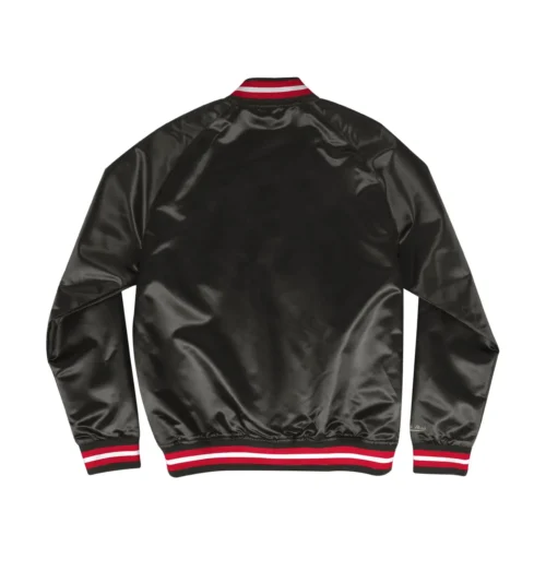 Alternative view of Atlanta Falcons Throwback Wordmark Satin Varsity Black Jacket