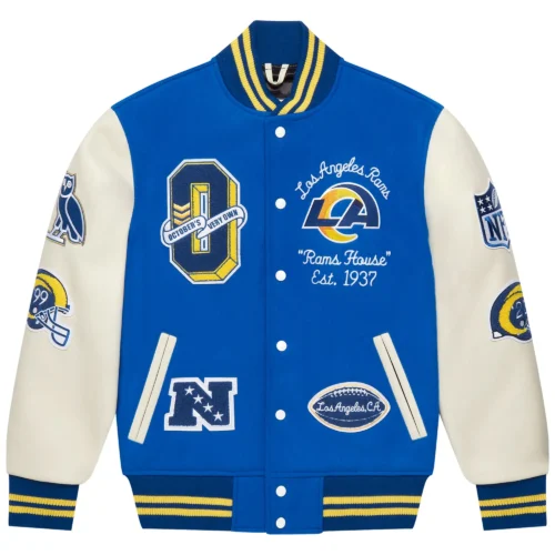 Los Angeles Rams Royal Full-Snap Wool & Leather Varsity Jacket