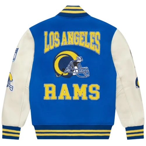 Los Angeles Rams Royal Full-Snap Wool & Leather Varsity Jacket - Image 6