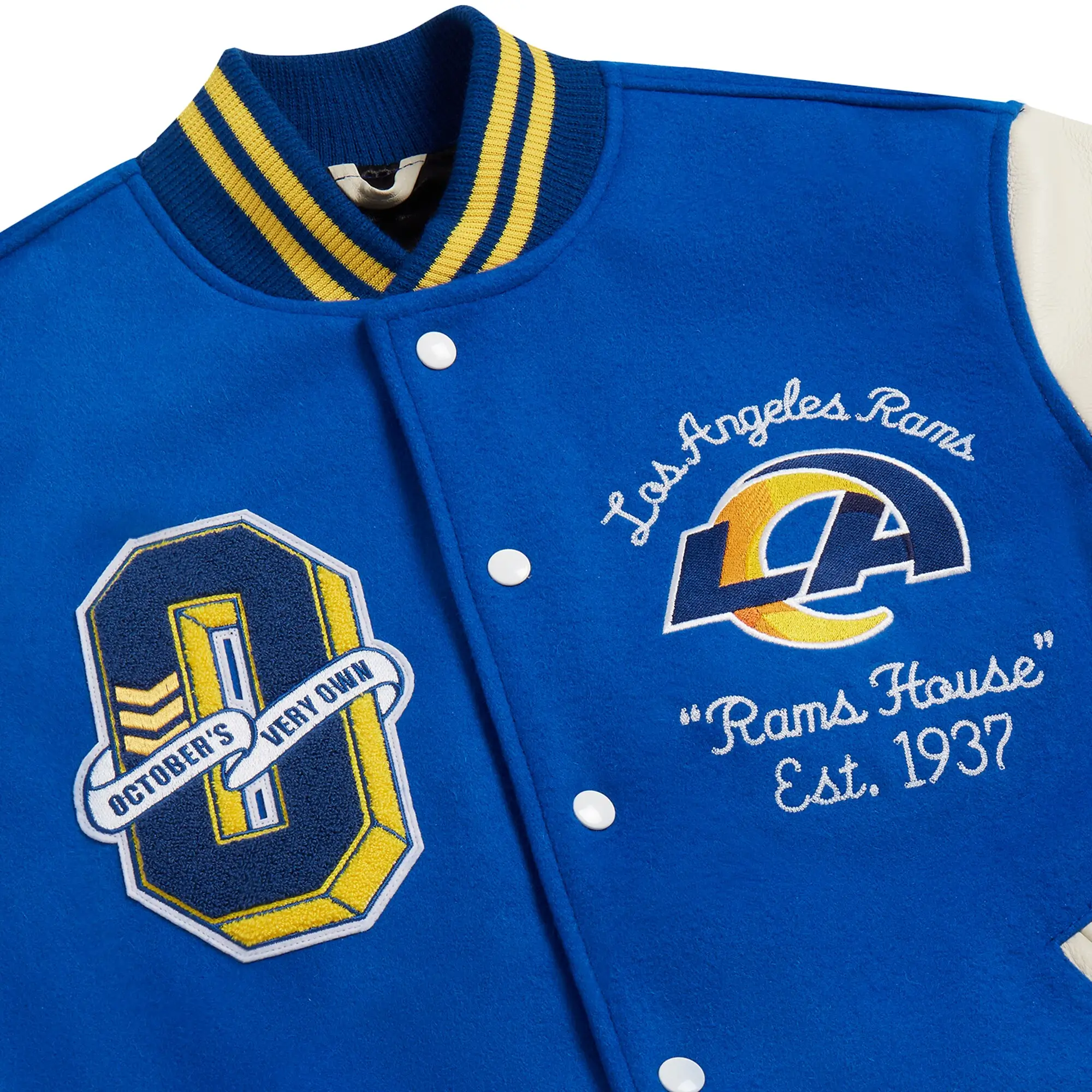 Los Angeles Rams Royal Full-Snap Wool & Leather Varsity Jacket - Image 5