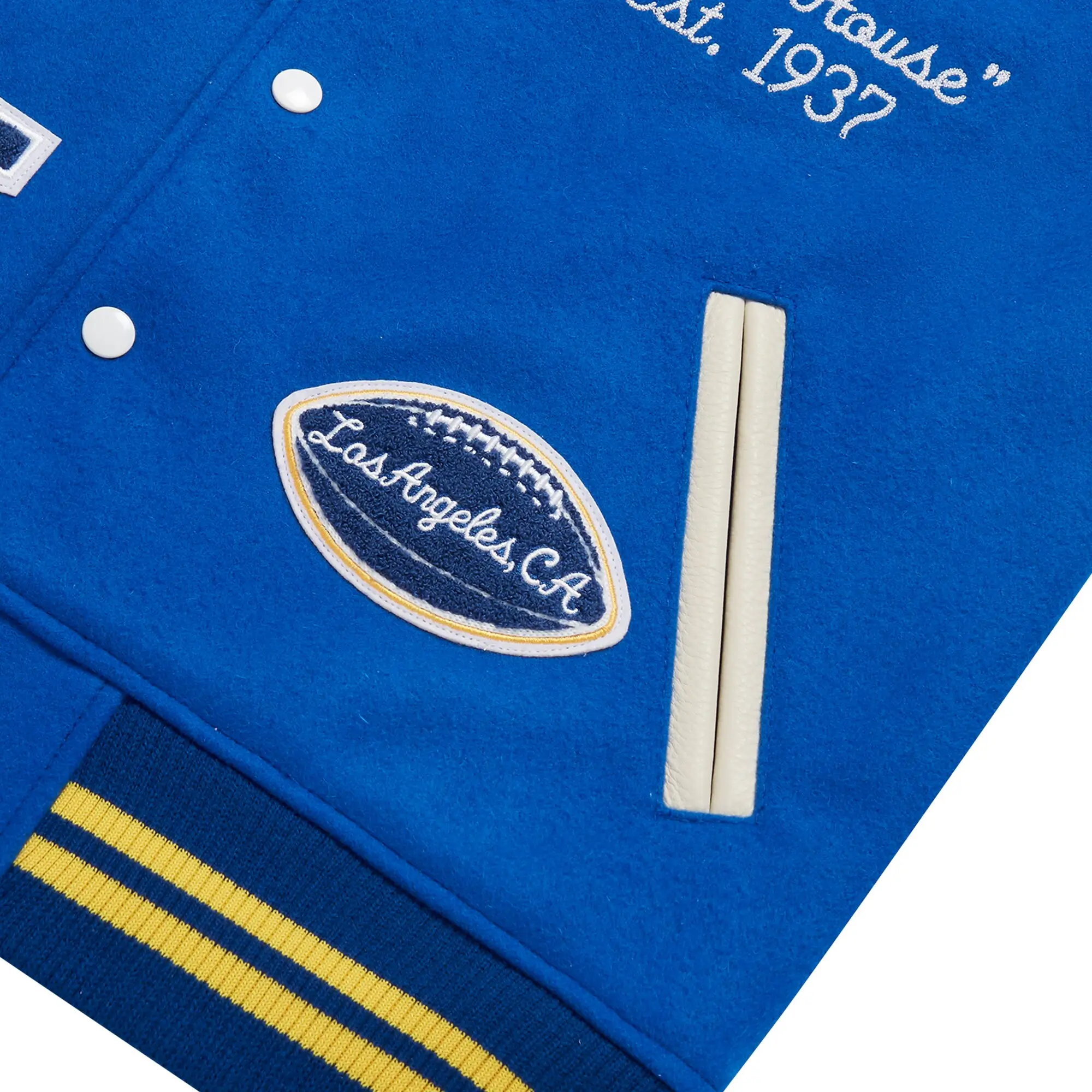 Los Angeles Rams Royal Full-Snap Wool & Leather Varsity Jacket - Image 4
