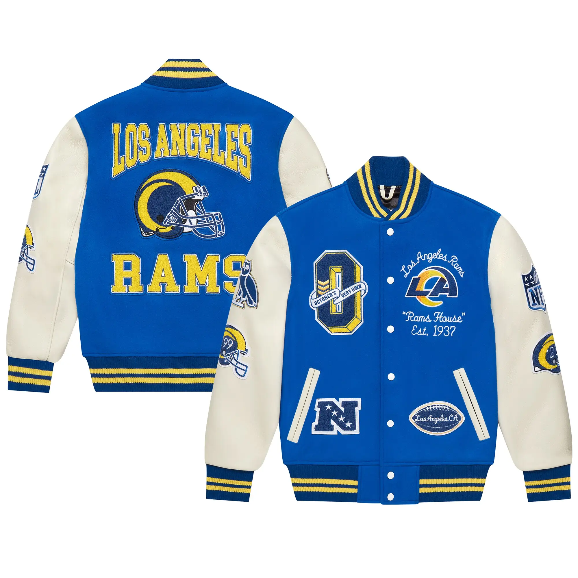 Los Angeles Rams Royal Full-Snap Wool & Leather Varsity Jacket - Image 2