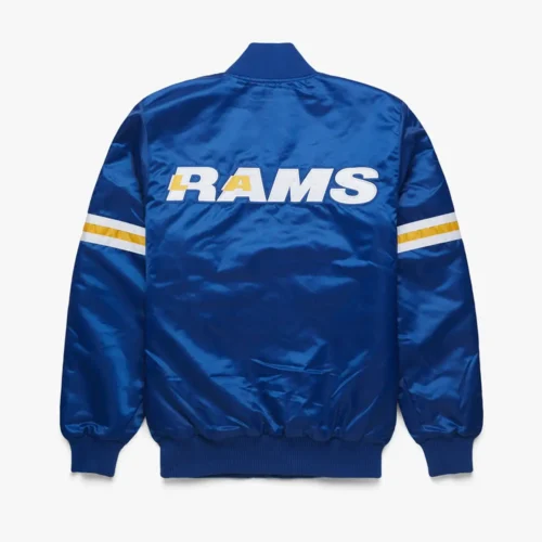 Alternative view of Los Angeles Rams Royal Pick & Roll Blue Satin Varsity Jacket