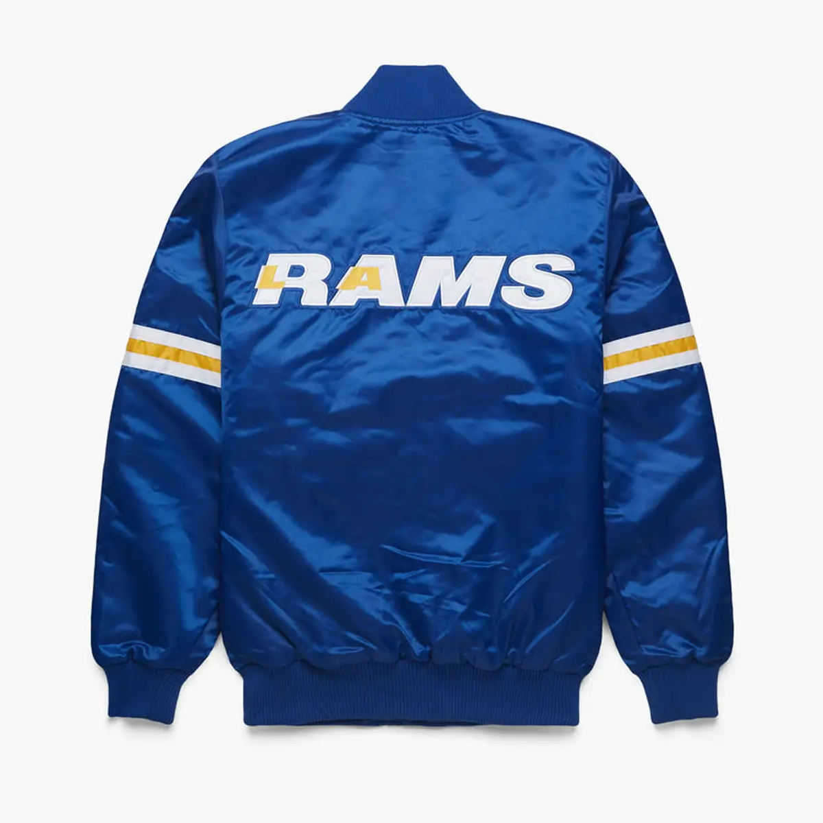 Los Angeles Rams Royal Pick & Roll Blue Satin Varsity Jacket - Image 2