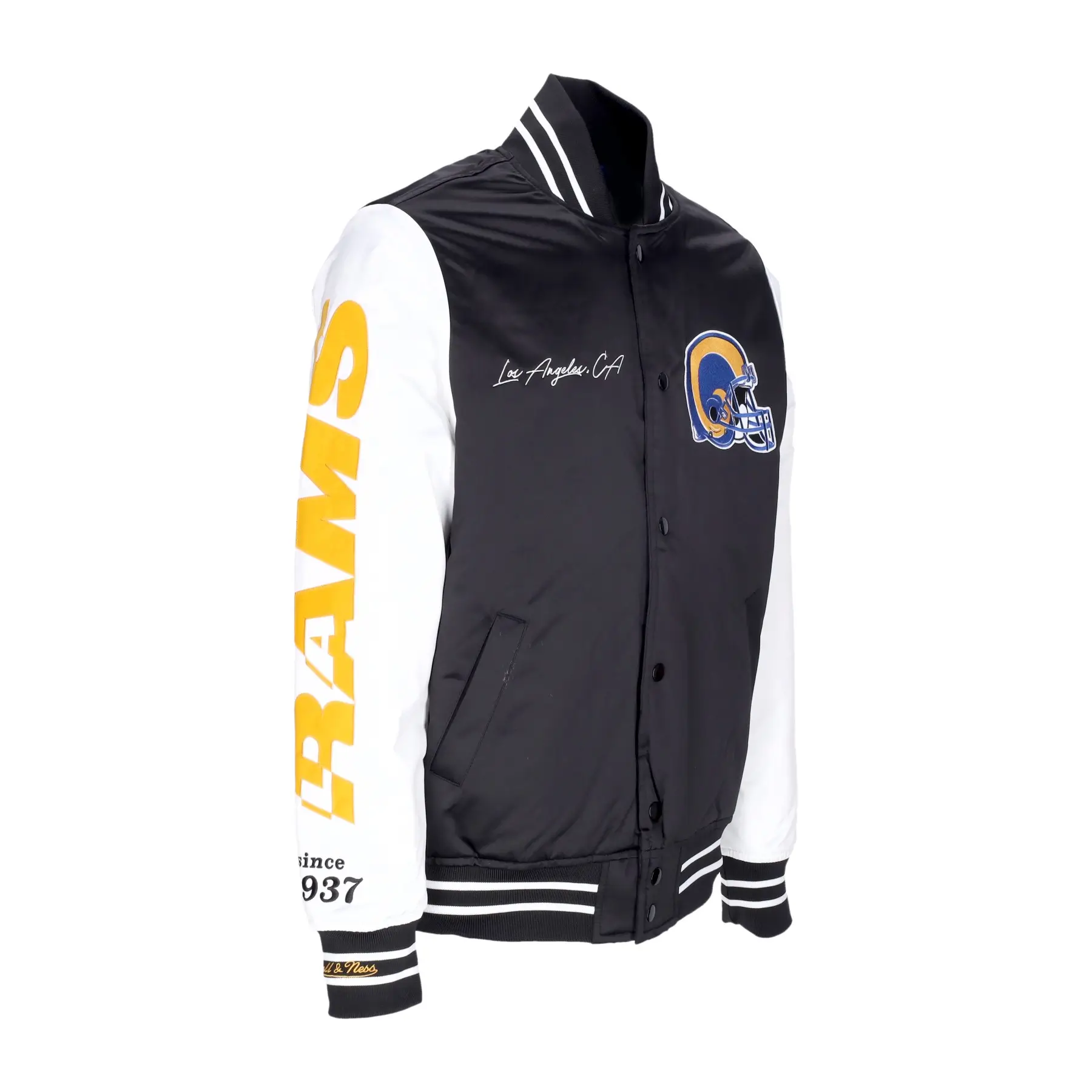 Los Angeles Rams Team Origins Training Black & White Varsity Jacket - Image 2