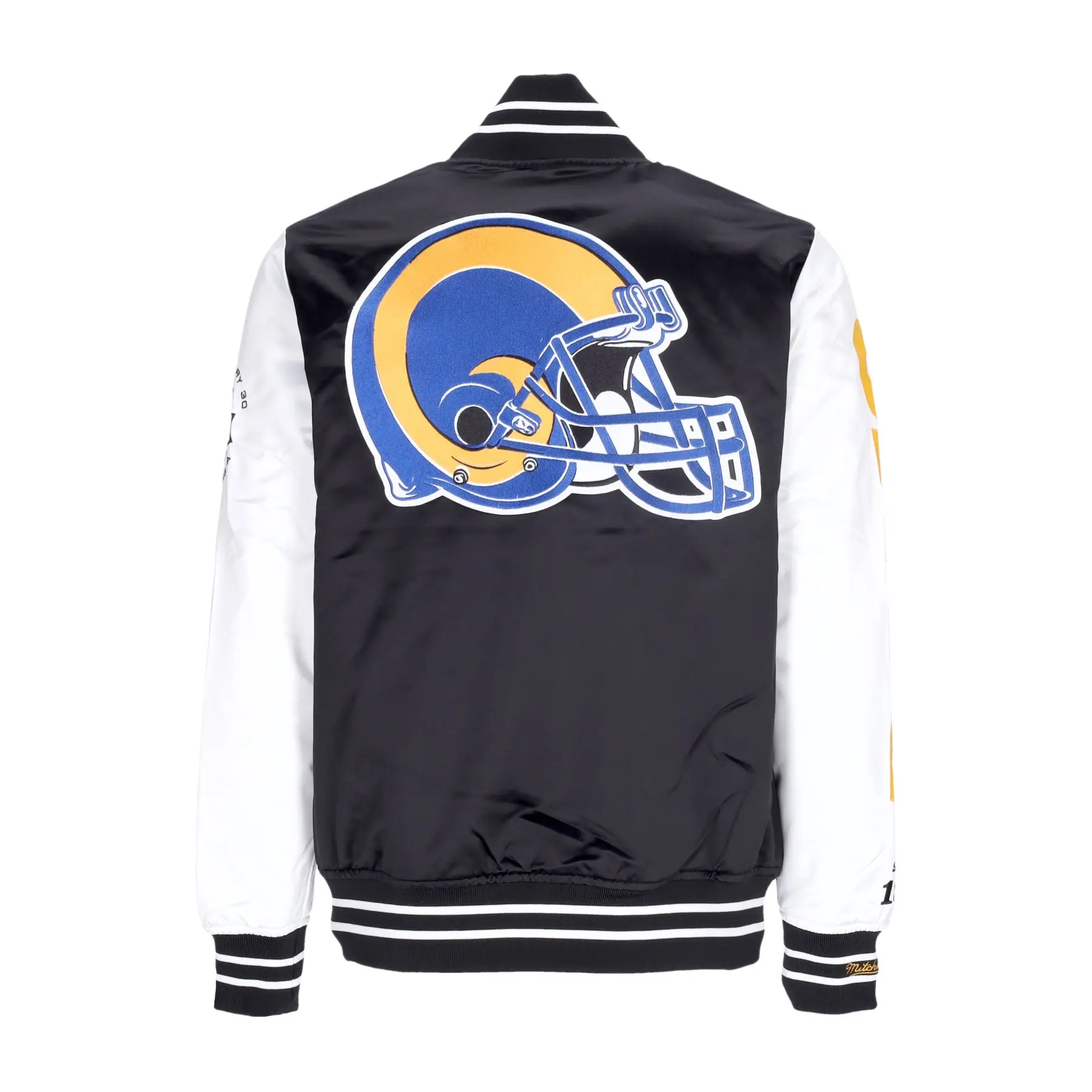 Los Angeles Rams Team Origins Training Black & White Varsity Jacket - Image 4