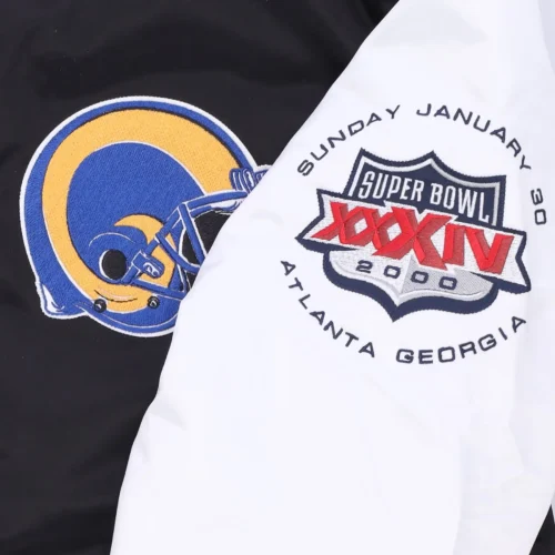 Los Angeles Rams Team Origins Training Black & White Varsity Jacket - Image 5