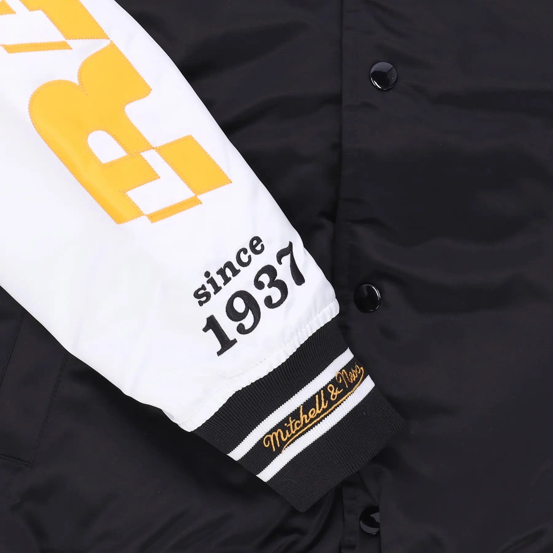 Los Angeles Rams Team Origins Training Black & White Varsity Jacket - Image 6