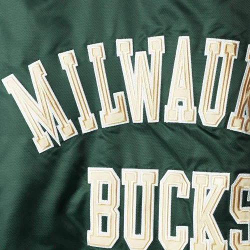 Milwaukee Bucks The Champ Satin Varsity Green Jacket - Image 4