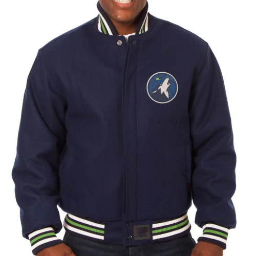 Minnesota Timberwolves One Color Navy Wool Varsity Jacket