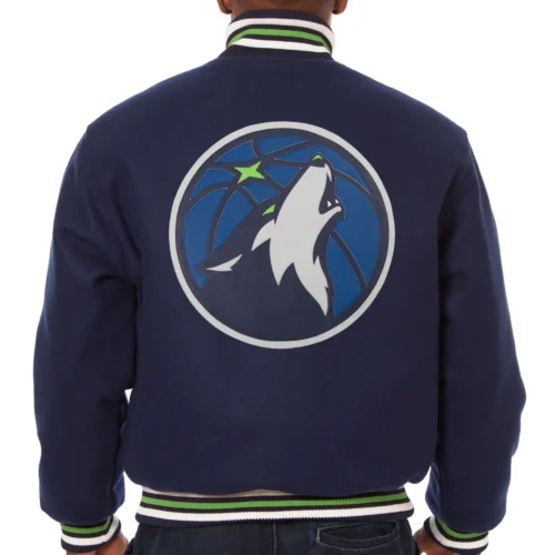 Alternative view of Minnesota Timberwolves One Color Navy Wool Varsity Jacket