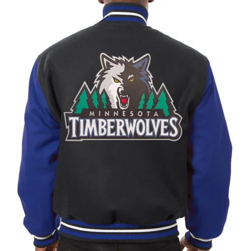 Alternative view of Minnesota Timberwolves Two Tone Wool Varsity Black/Blue Jacket