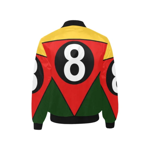 Alternative view of Multi Color 8 Ball Printed Satin Bomber Jacket