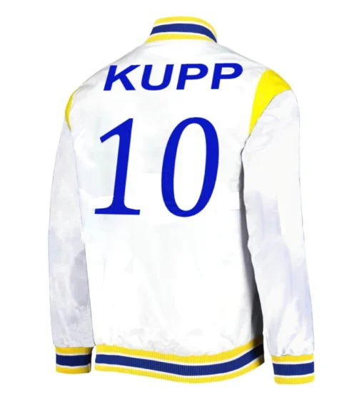 Alternative view of Los Angeles Rams Force Play White Satin Varsity Jacket