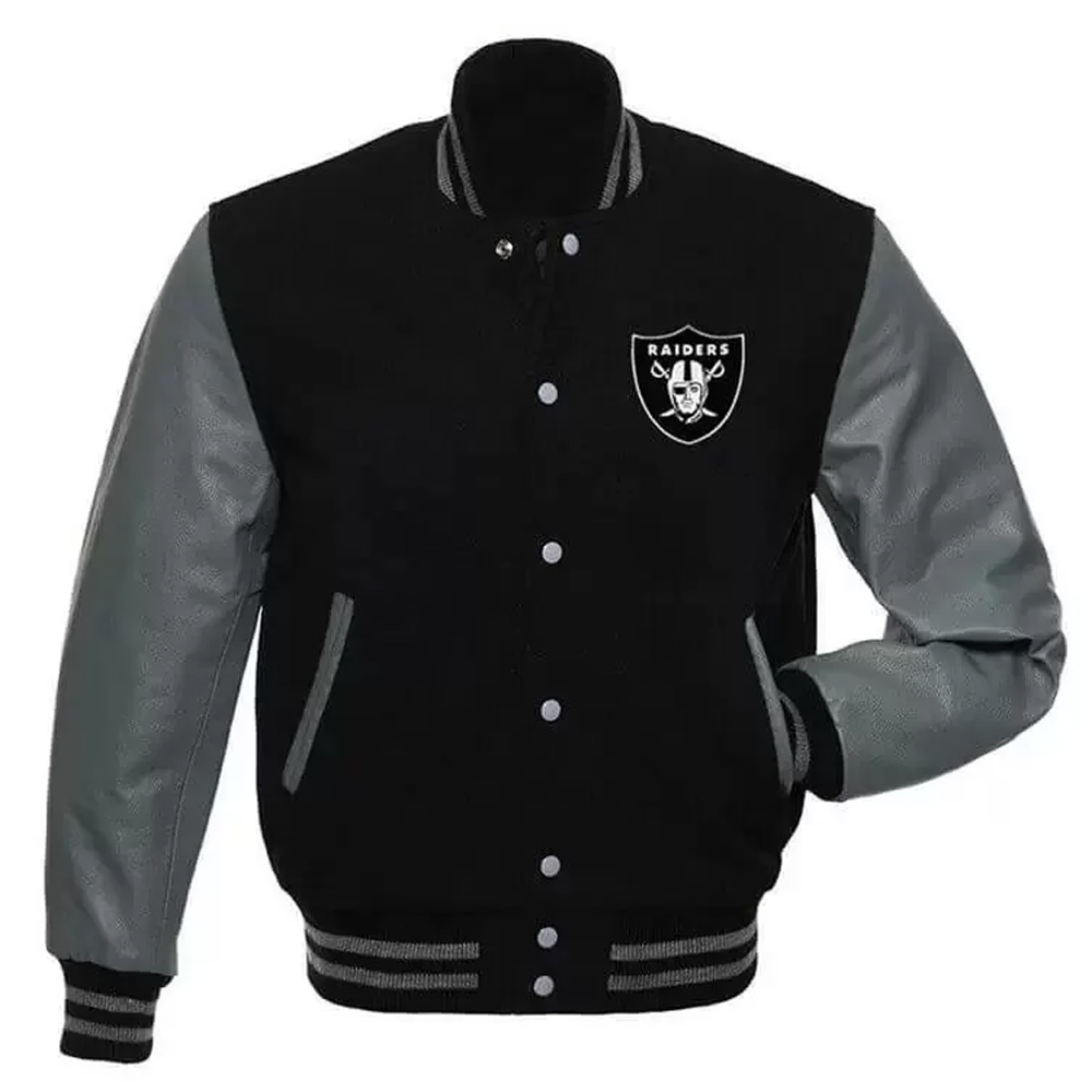 Las Vegas Raiders Black & Grey Wool Varsity Jacket