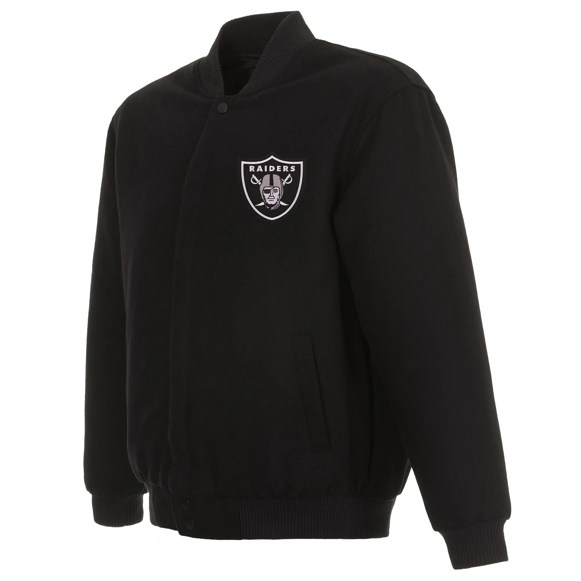 Las Vegas Raiders One Color Black Wool Varsity Jacket
