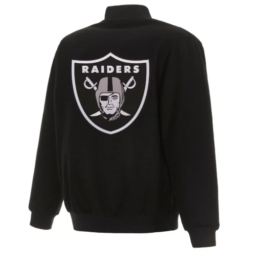 Alternative view of Las Vegas Raiders One Color Black Wool Varsity Jacket