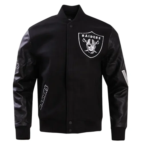 Las Vegas Raiders Classic Black Varsity Black Wool & Leather Jacket