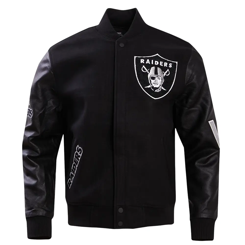 Las Vegas Raiders Classic Black Varsity Black Wool & Leather Jacket