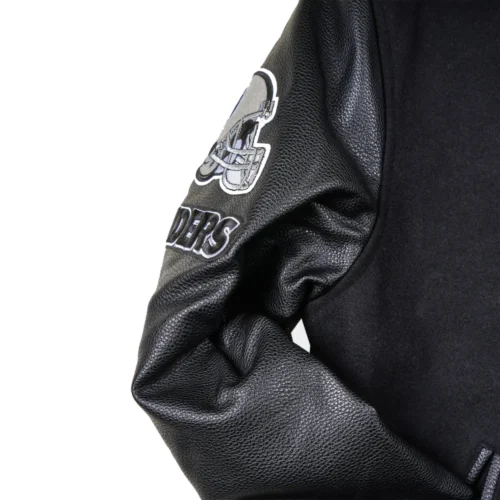Las Vegas Raiders Classic Black Varsity Black Wool & Leather Jacket - Image 6
