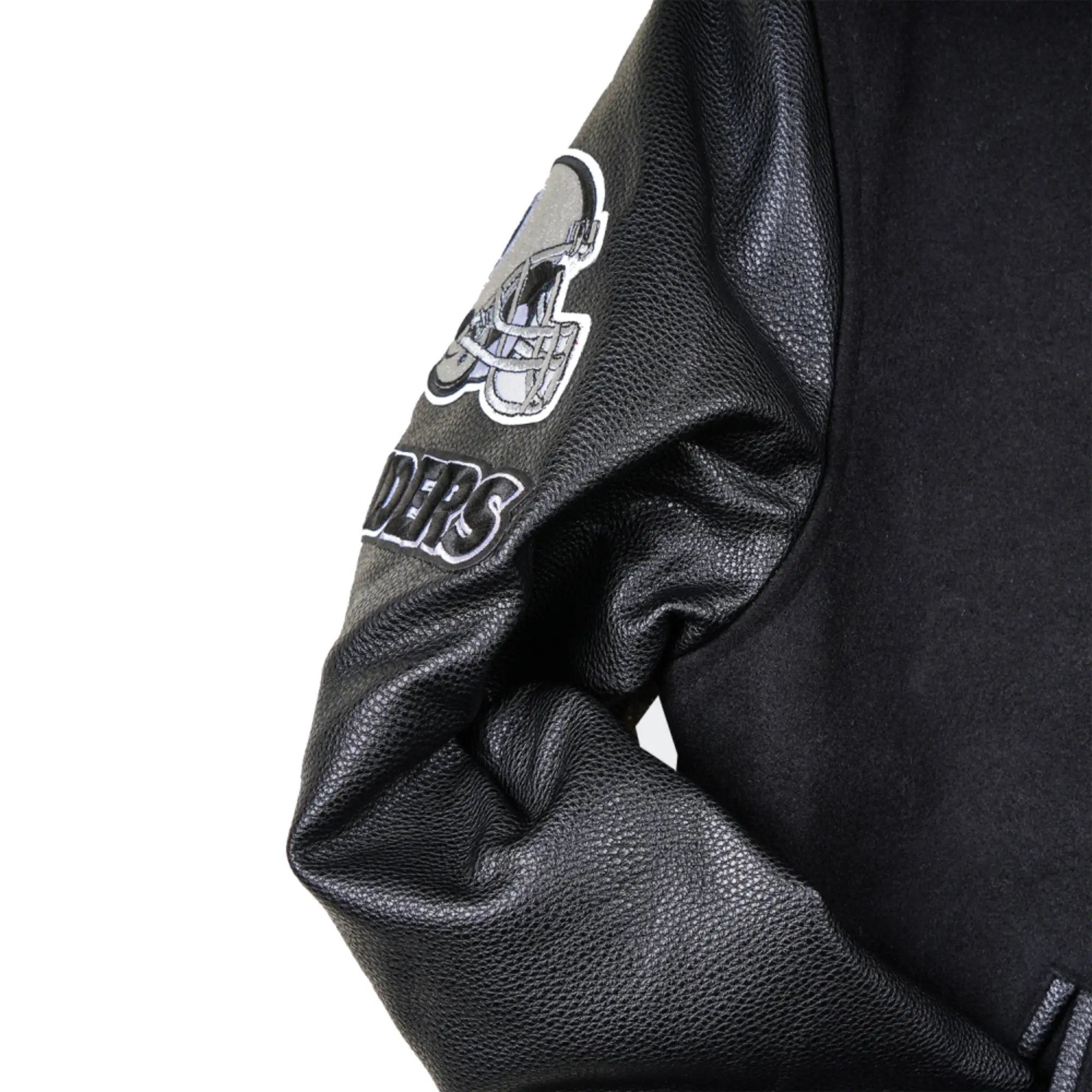 Las Vegas Raiders Classic Black Varsity Black Wool & Leather Jacket - Image 6