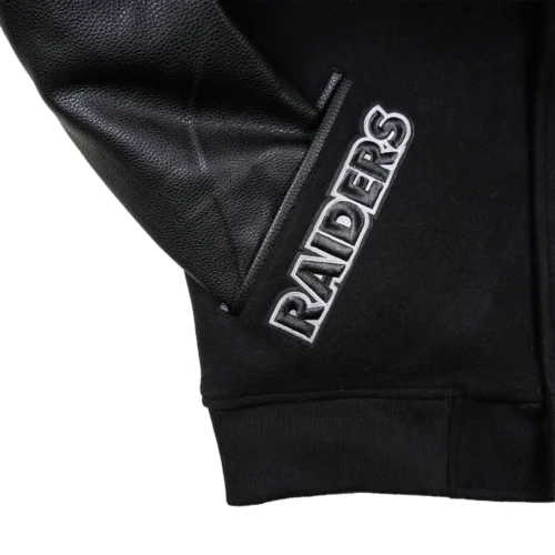 Las Vegas Raiders Classic Black Varsity Black Wool & Leather Jacket - Image 7