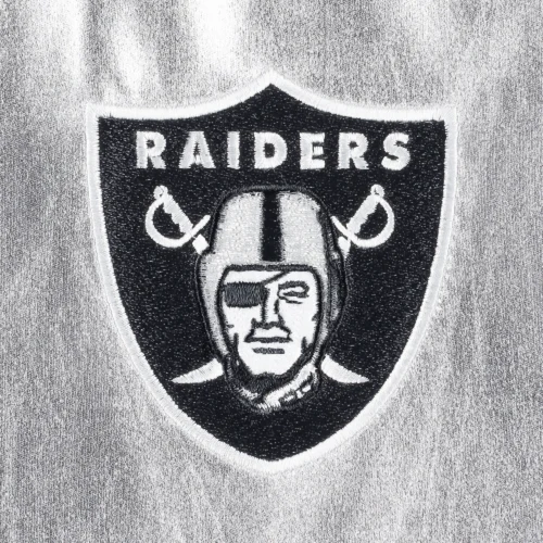 Las Vegas Raiders Metallic Bomber Silver Jacket - Image 3