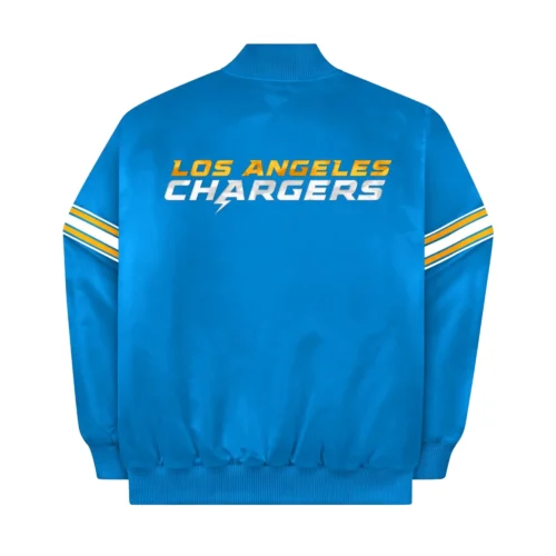 Alternative view of Los Angeles Chargers Pick & Roll Blue Satin Varsity Jacket