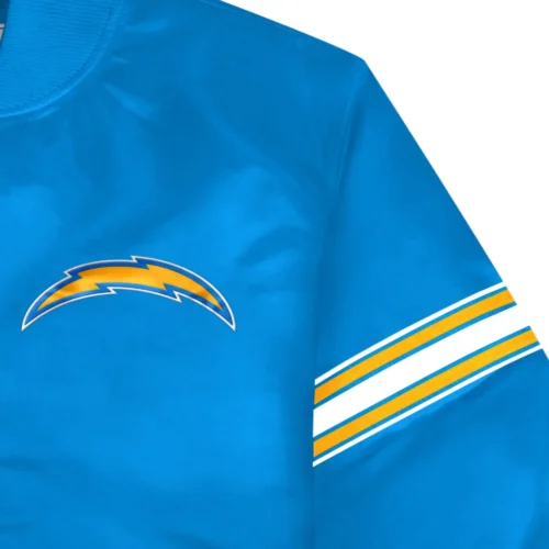 Los Angeles Chargers Pick & Roll Blue Satin Varsity Jacket - Image 3