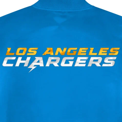 Los Angeles Chargers Pick & Roll Blue Satin Varsity Jacket - Image 4
