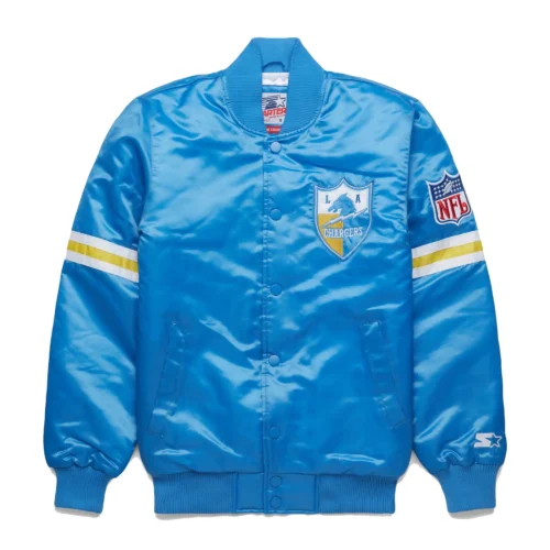 Los Angeles Chargers Pick & Roll Sky Blue Satin Varsity Jacket