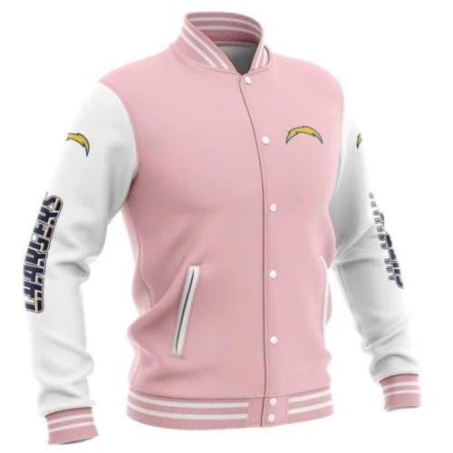 Los Angeles Chargers Baseball Light Pink Satin Varsity Jacket