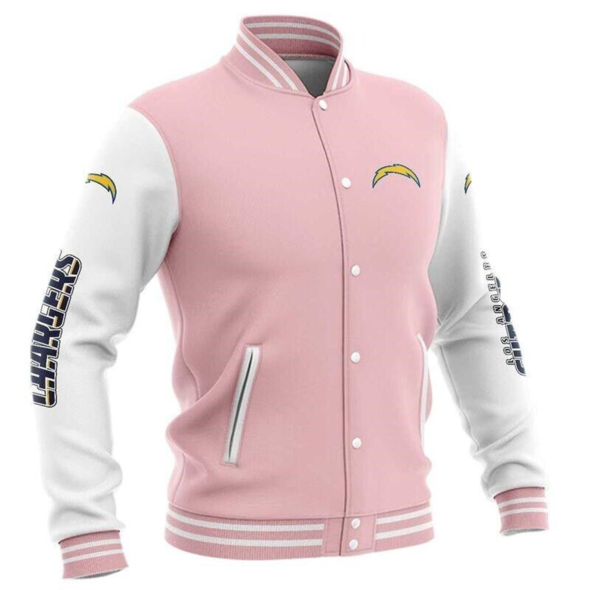 Los Angeles Chargers Baseball Light Pink Satin Varsity Jacket