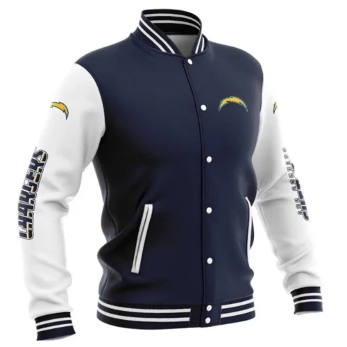 Los Angeles Chargers Baseball Navy/White Stain Varsity Jacket