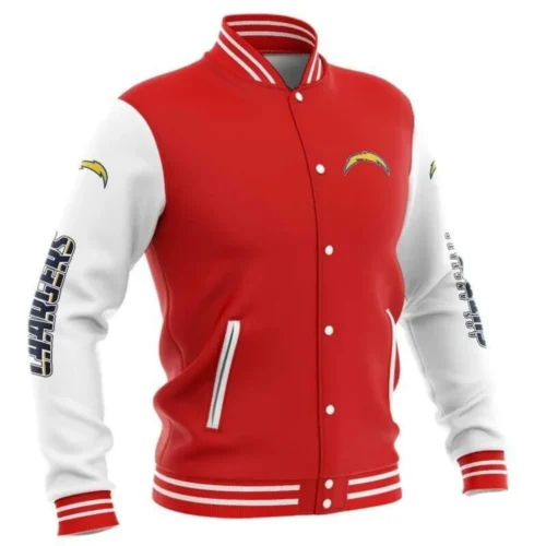 Los Angeles Chargers Baseball Red/White Satin Varsity Jacket