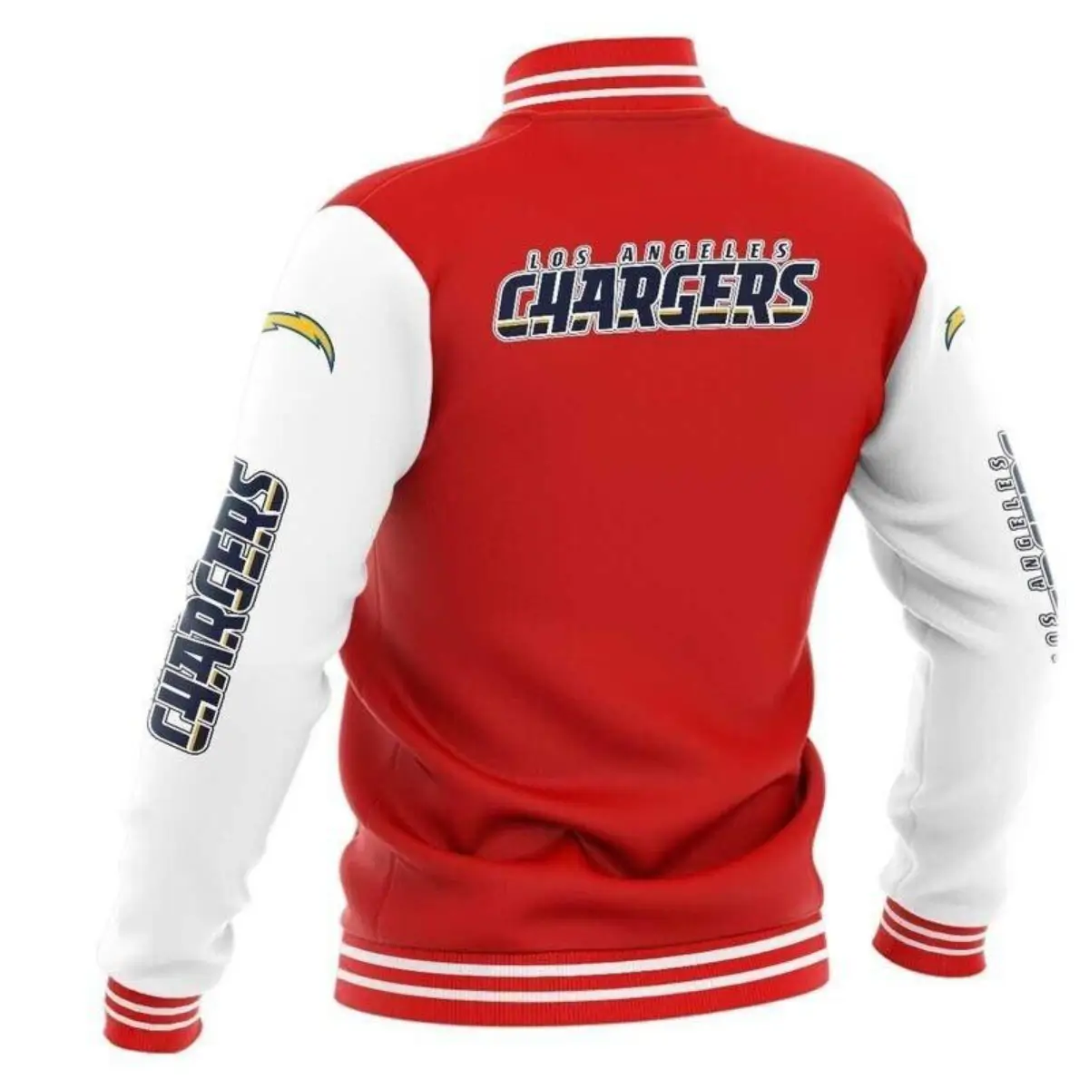 Los Angeles Chargers Baseball Red/White Satin Varsity Jacket - Image 2