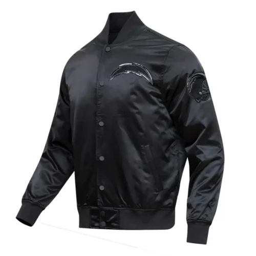 Los Angeles Chargers Triple Black Satin Varsity Jacket
