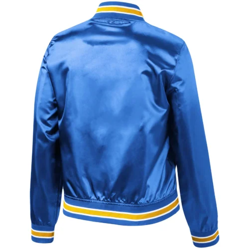 Alternative view of Los Angeles Rams Women's Lightweight Satin Full-Snap Blue Satin Varsity Jacket