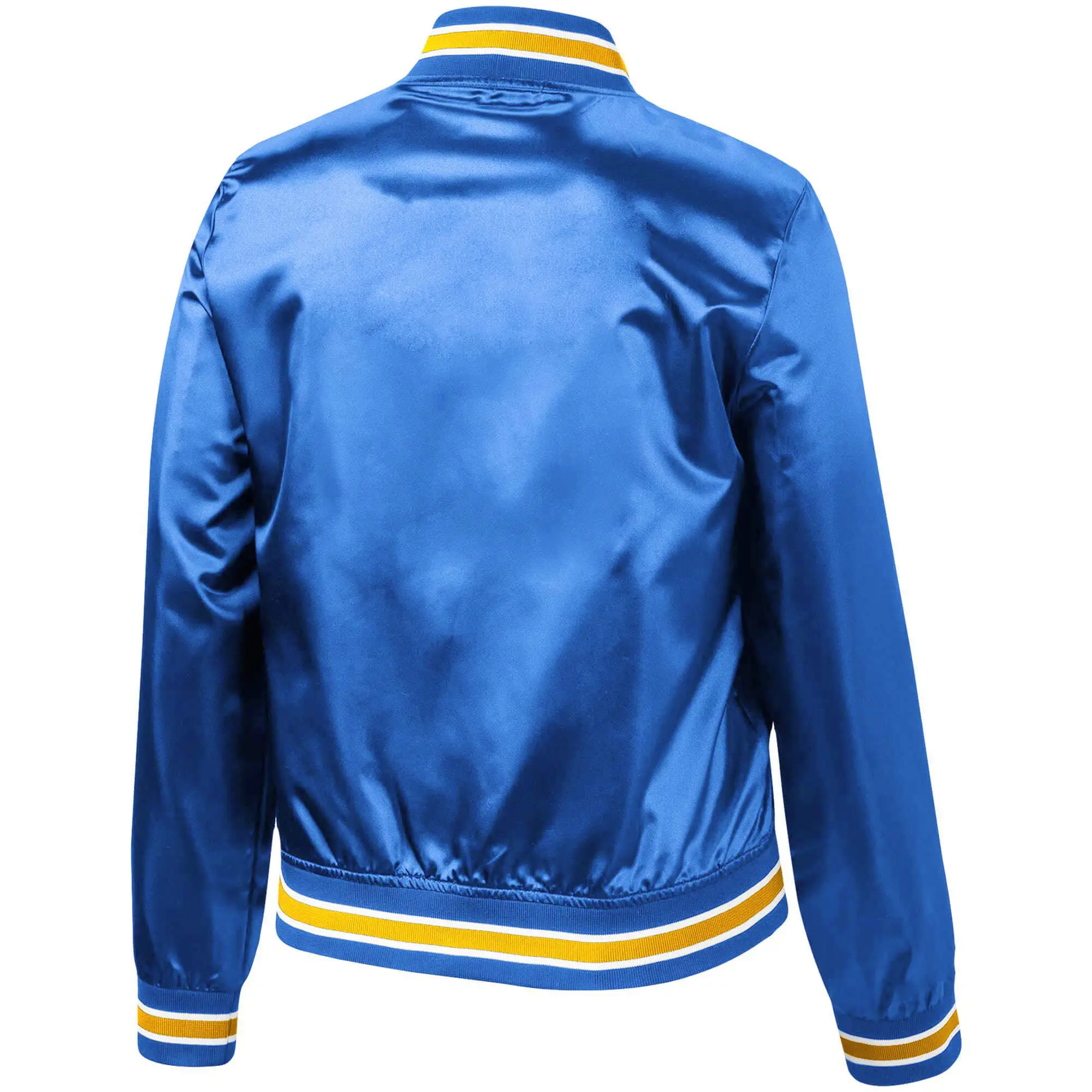 Los Angeles Rams Women's Lightweight Satin Full-Snap Blue Satin Varsity Jacket - Image 2