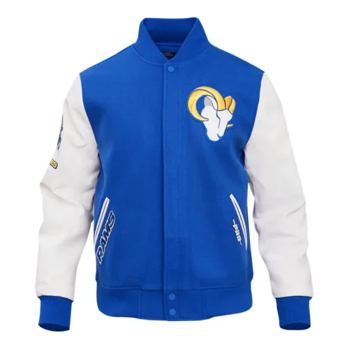 Los Angeles Rams Classic Blue Wool & Leather Varsity Jacket