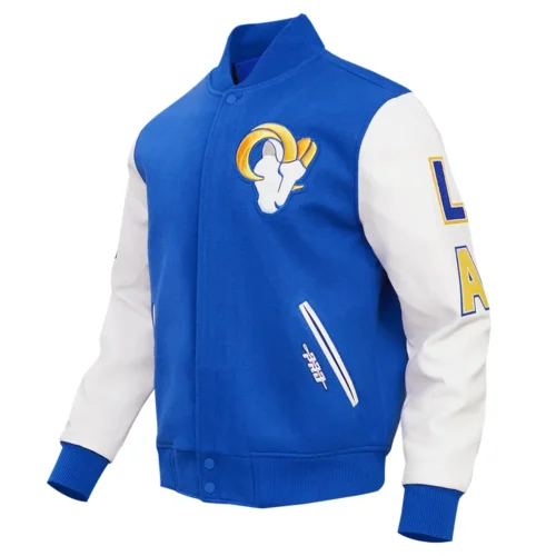 Alternative view of Los Angeles Rams Classic Blue Wool & Leather Varsity Jacket