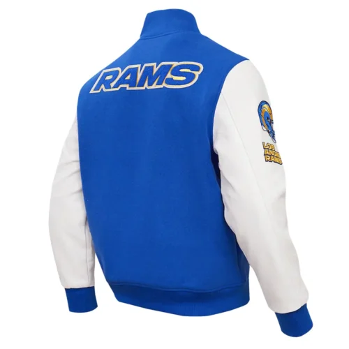 Los Angeles Rams Classic Blue Wool & Leather Varsity Jacket - Image 3