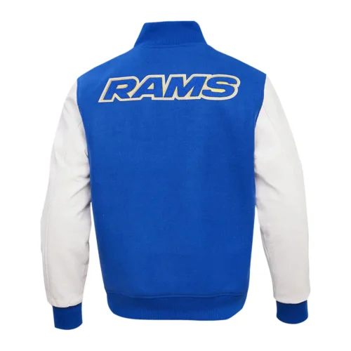 Los Angeles Rams Classic Blue Wool & Leather Varsity Jacket - Image 4