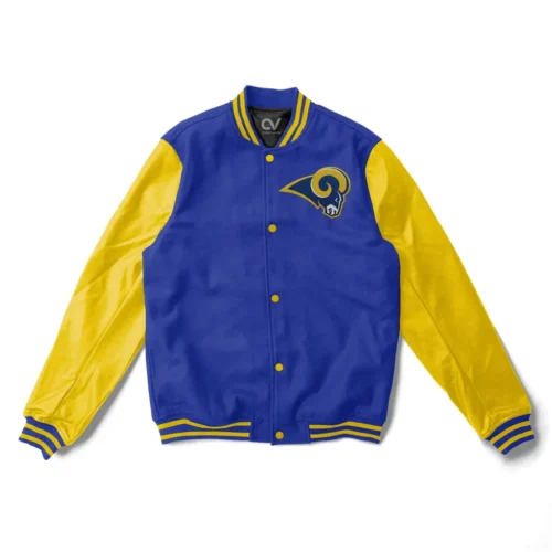 Los Angeles Rams Satin Blue & Yellow Varsity Jacket