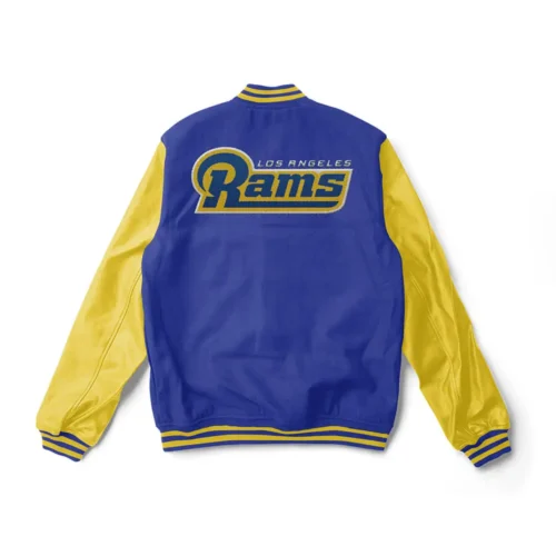 Alternative view of Los Angeles Rams Satin Blue & Yellow Varsity Jacket