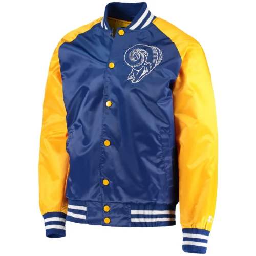 Los Angeles Rams Lead Off Blue & Yellow Varsity Satin Jacket