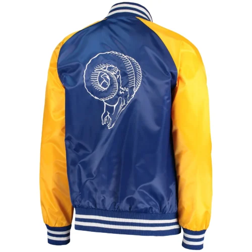 Alternative view of Los Angeles Rams Lead Off Blue & Yellow Varsity Satin Jacket