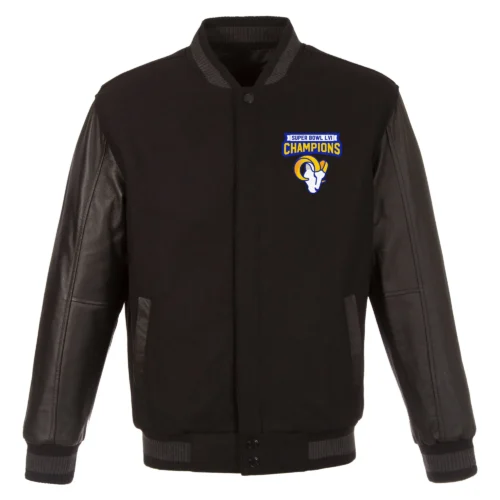 Los Angeles Rams Super Bowl LVI Champions One Color Black Wool Varsity Jacket